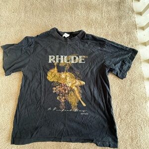 Rhude Black and Gold Graphic Tee